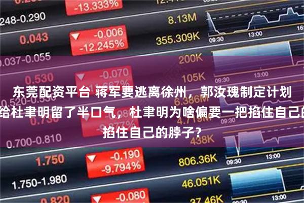 东莞配资平台 蒋军要逃离徐州，郭汝瑰制定计划的时候给杜聿明留了半口气，杜聿明为啥偏要一把掐住自己的脖子？